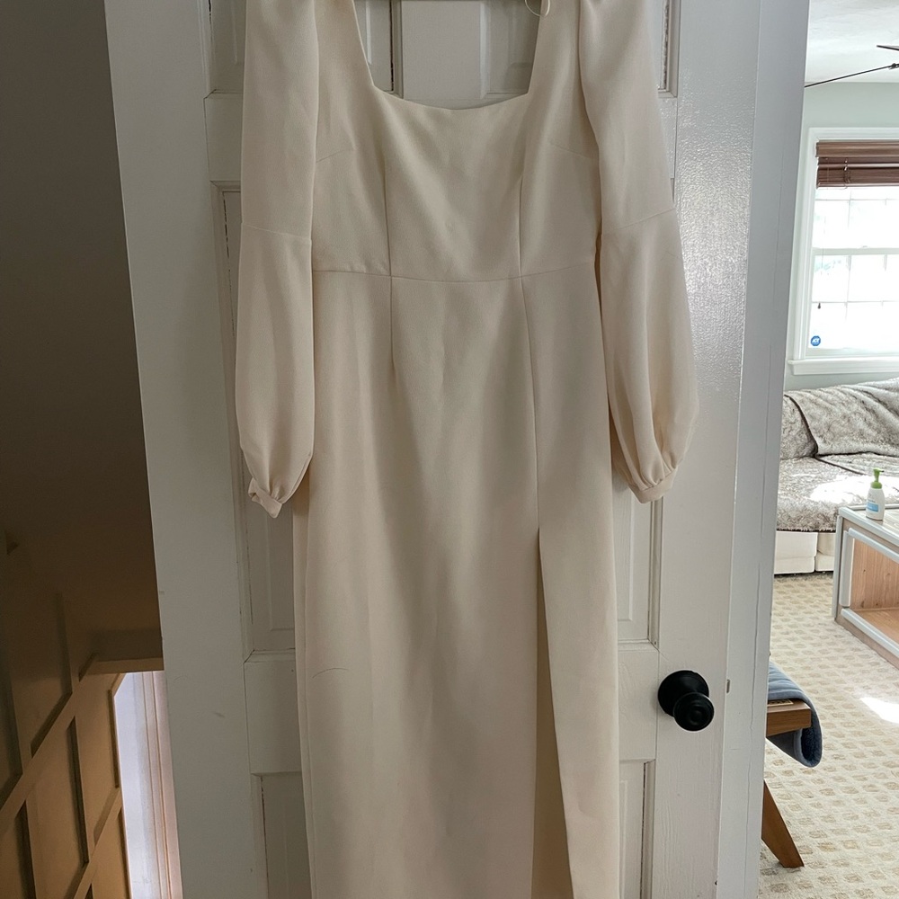 Elegant Cream Long Sleeve Dress